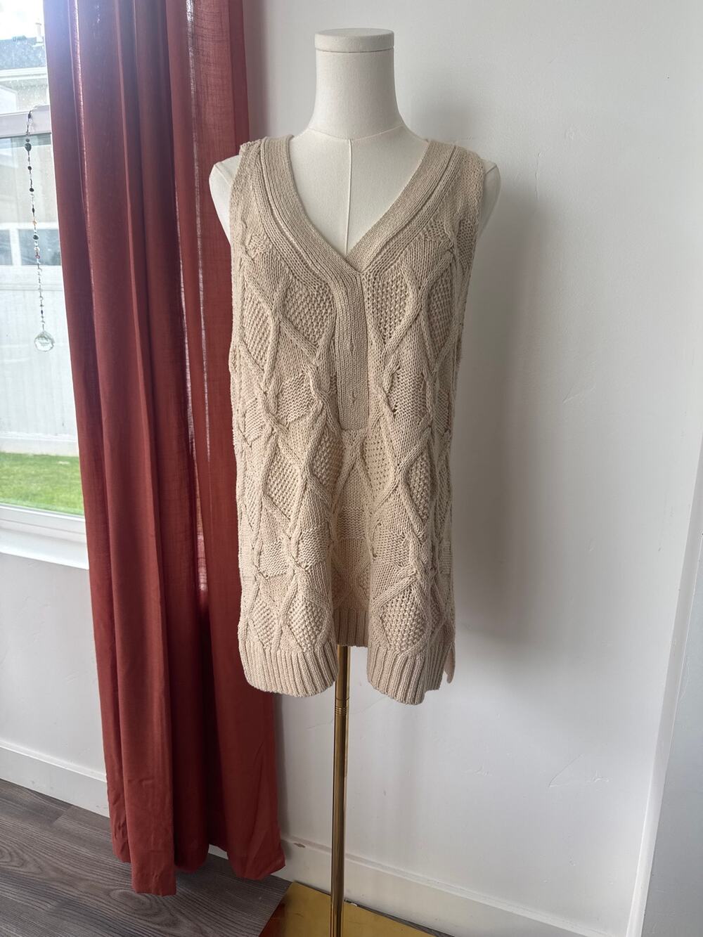 Tribal Knit Sweater Cottagecore Preppy Boho Bohemian Beige Light Academia
